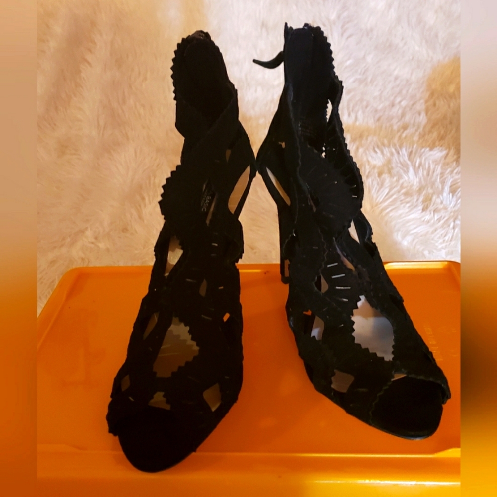 Zara Basic Collection Cage Heel  Blk Suide  sz 7.5